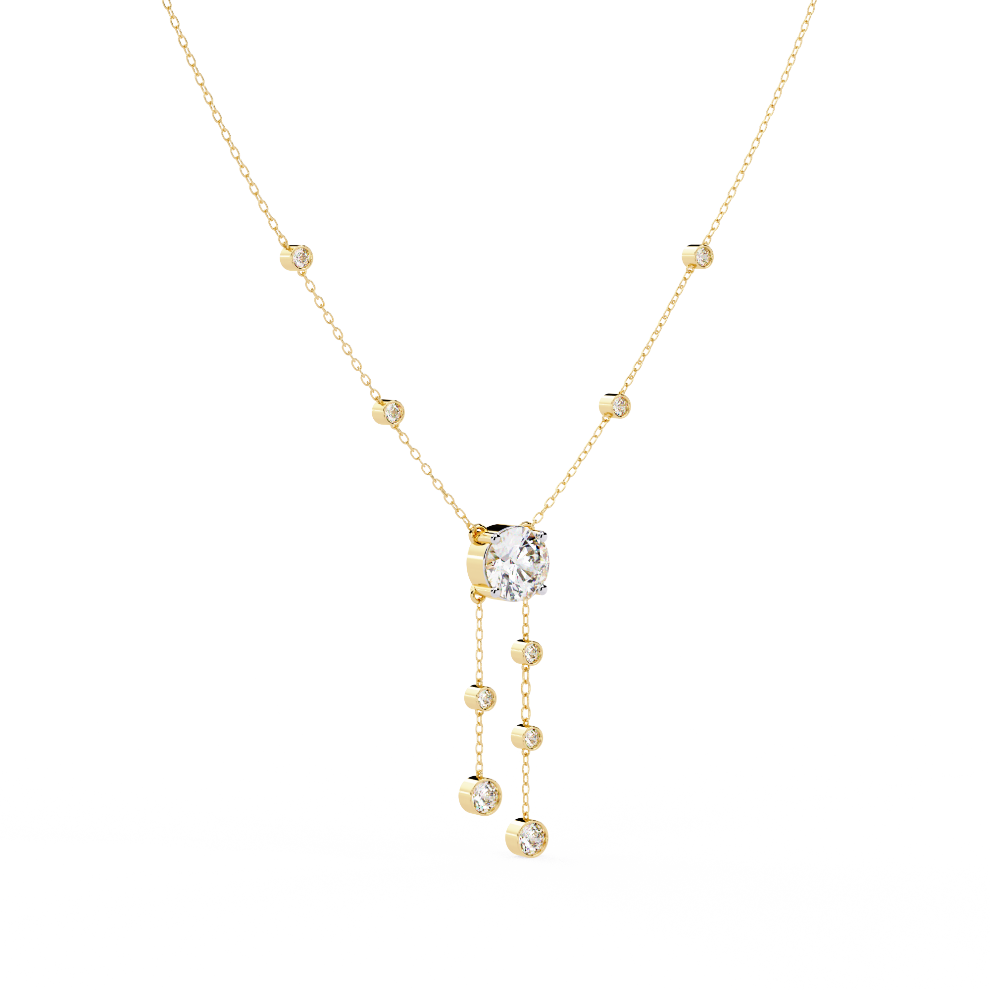 Solitairekart 0.66ct Cascading Natural Diamond Solitaire Necklace-HI Color, VS-SI Clarity